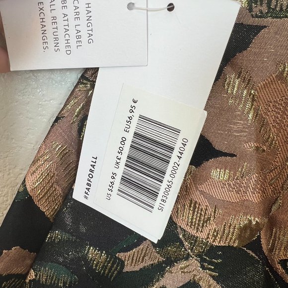 JustFab Golden Floral Jacquard Pleated Full Skirt Women's NEW Large NWT - Picture 7 of 12